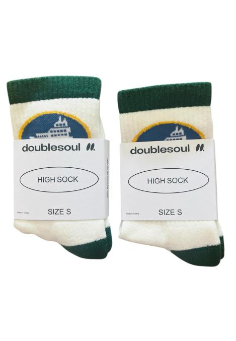 Sosete dama ,Talpa Flausata,Culoare alb si verde ,Engros